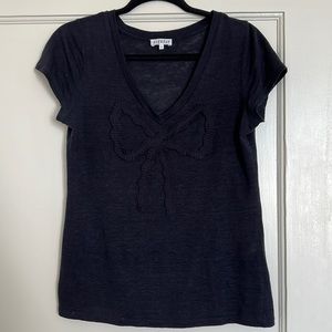 Claudie Pierlot linen navy shirt with big bow detail